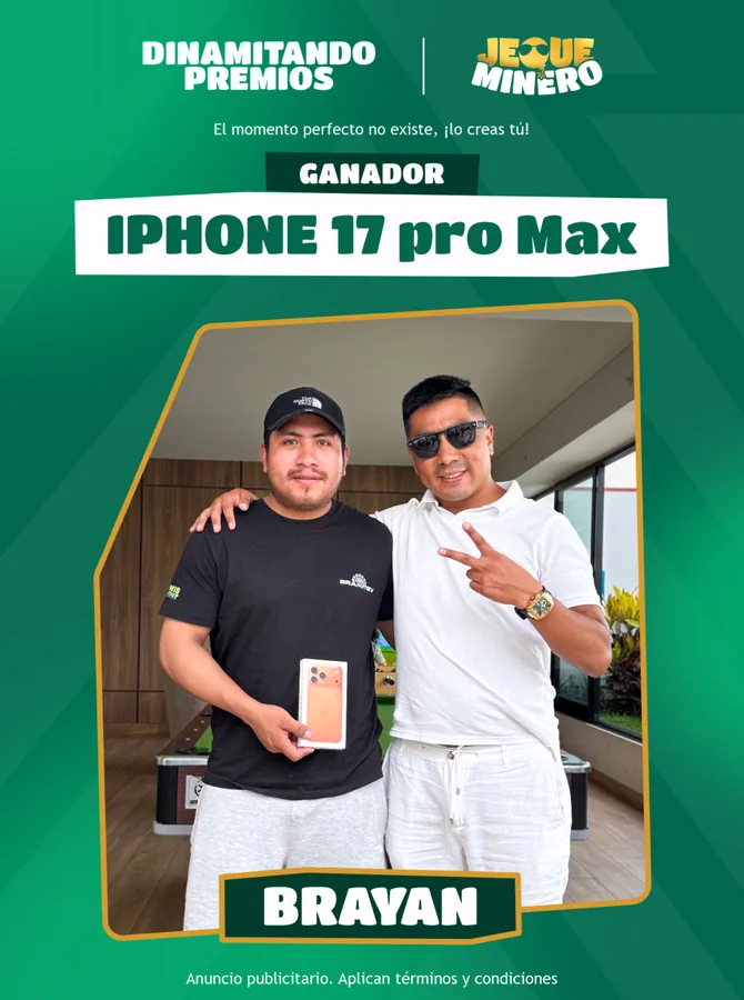 Brayan, ganador de un iPhone 17 Pro Max
