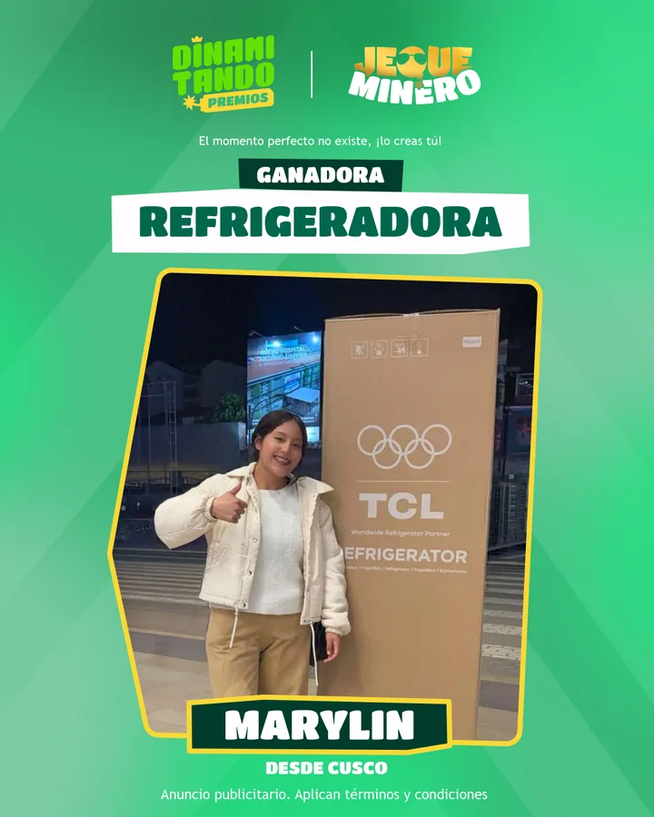 Marylin, ganadora de una refrigeradora
